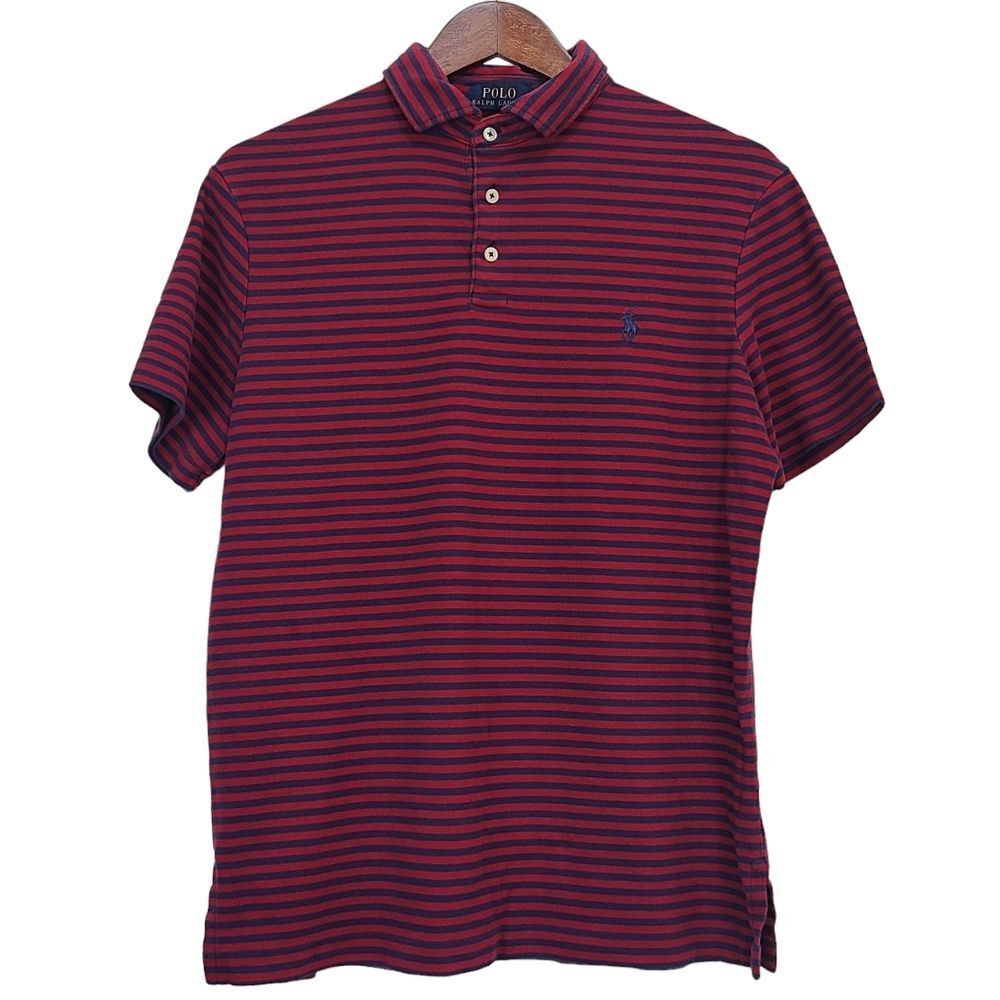 Polo by Ralph Lauren Mens Striped Polo Shirt Red Navy Blue Size Large
